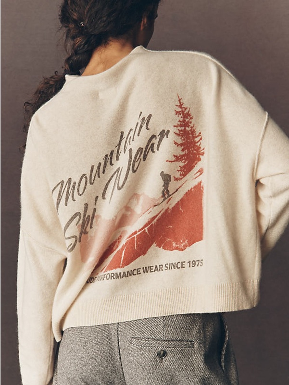 Anthropologie Alani Cashmere Mock Neck sweater mountain ski wear print